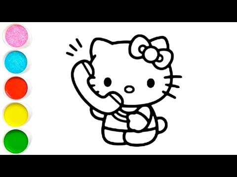 Hello kitty calling drawing painting coloring for kids and toddlers Art for beginners