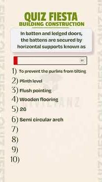 Building Construction | 10/10 QUIZ FIESTA #sscje #psc #quiz #education #exam
