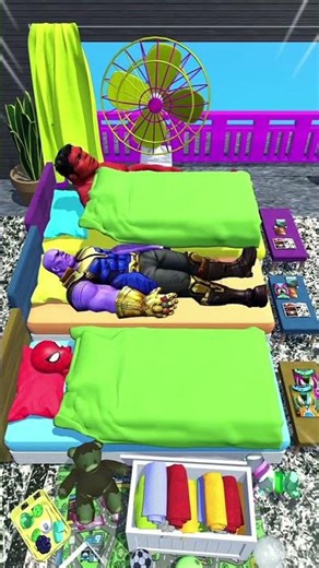 Animation in GTA V - Spiderman flies Red Hulk and Thanos blanket using remote control😅 #gta #shorts