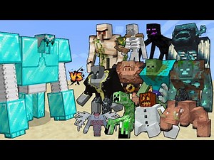 Mutant Diamond Golem vs Mutant Mobs - Minecraft mob battle