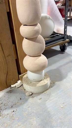 Natan Moss | Stack lamp process… starting to take shape on this 7’ floor to ceiling hanging piece. #natanmoss #clay #design #interiordesign... | Instagram