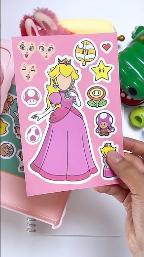 Princess Peach Sticker DIY 👑 Super Mario Paper Craft #paperdiy #sticker #supermario #cutecraft