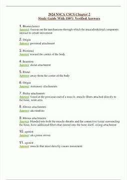 2024 NSCA CSCS Chapter 2 Study Guide With 100 Verified Answers