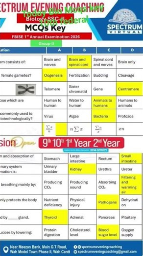 Today Biology MCQS key 2026#federalboard #exam2026 #federalboard #biology Evenning shift10th MCQS