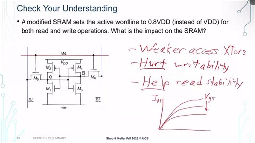EECS151⧸251A： Lecture 26 - SRAM II and Course Summary