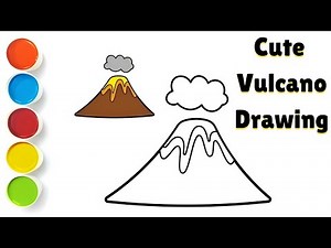 How to Draw a Cute Volcano 🌋 | Easy Volcano Drawing for Kids with Fun Colors