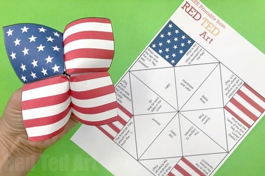 American Flag Cootie Catcher Printable - Red Ted Art - Kids Crafts