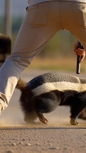 Honey badger versus Human #animals #wildlife
