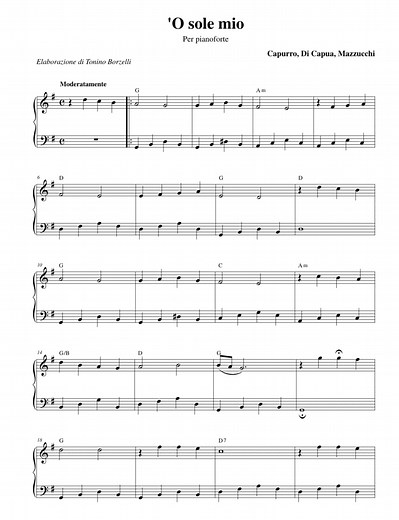 'O sole mio - spartito per pianoforte - www.partiture.it