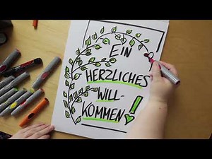 Flipchart gestalten - Begrüßung: Ein Zweig mit grünen Blättern