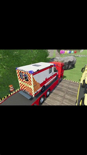 TRANSPORTING POLICE CARS, AMBULANCE, FIRE TRUCK, COLORFUL CARS WITH TRUCK -FARMING SIMULATOR 22!,