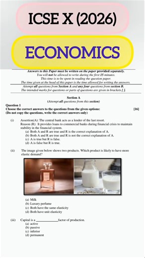 📝 ICSE Class 10 Economics 2026 | Practice Question Paper #icse#economics#shorts#ytshorts#exam#2026