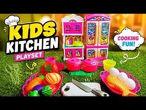 Kids Toy Kitchen Playset | Pretend Cooking with Colorful Fruits, Fish & Eggs