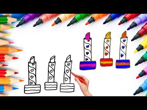 How To Draw cute Lipstick Drawing, Painting & Coloring For Kids and Toddlers_🌈🎨