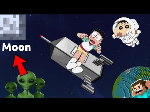 Going to Moon In Minecraft 😱 || 😂 Shinchan Minecraft || Doraemon Minecraft