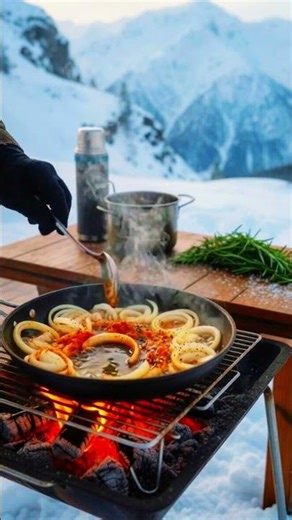 I Cooked Chicken in the Snow… This Happened 😱🥶 #shorts #asmr