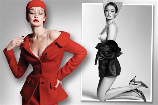 Gigi Hadid stuns in bright red jacket & skirt for high fashion shoot