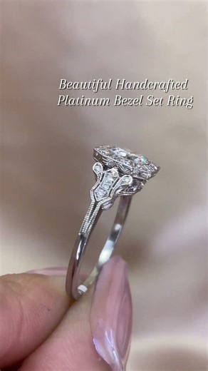 Catherine - Platinum & Diamond Milgrain Bezel Set Diamond Vintage Ring