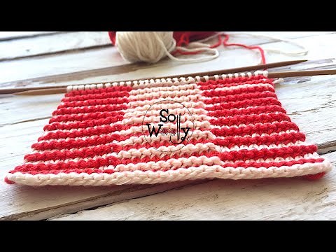 How to create Illusion or Shadow knitting (with knits+purls only) -So Woolly (English & Continental)