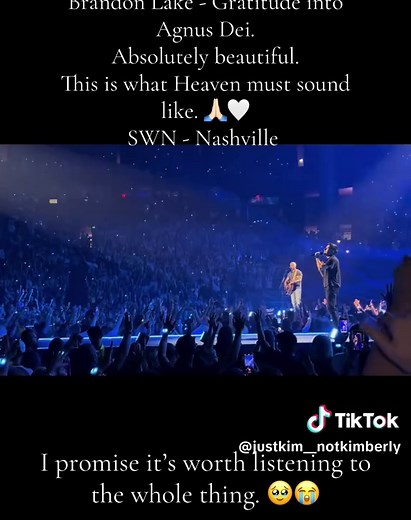 @Brandon Lake Gratitude into Agnus Dei at @Summer Worship Nights Nashville 7/20/25. Hands down, the most beautiful version I’ve seen/heard/experienced. Brandon was overcome with emotion and we continued singing the chorus over and over until he lead us into Agnus Dei. Long, but definitely worth the listen. #brandonlake #gratitude #summerworshipnightstour #swn #christiantiktok #praise #worship #fyp #nashville #agnusdei