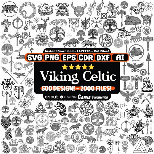 500  Viking Svg Bundle, Celtic Svg Mega, Viking Png, Laser Cut Files, Vikinger Symbols, Instant Download, Digital Files - Etsy