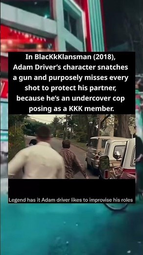 In BlacKkKlansman, Adam Driver’s character takes a gun and misses his shots to protect his partner👀