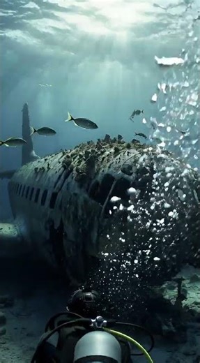POV: Swimming Through Deep Ocean Fog... Then a Massive Crashed Airplane Appears 😱