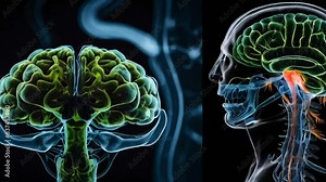 human brain and anatomy. seamless overlay 4k virtual video animation background