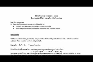 8.1 Video - Examples of Polynomials