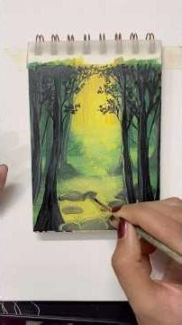 easy forest painting | beginner friendly | acrylic painting | tutorial 🌳 #art