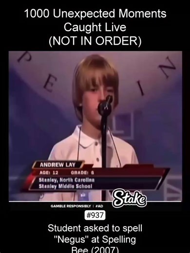 During the 2007 Scripps National Spelling Bee contestant Kennyi Aouad was asked to spell the word “Negus” a legitimate term for Ethiopian royalty But #BooF