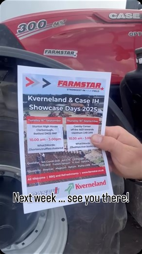 Don’t forget our @kverneland_uk and @caseih_uk_ire Machinery Showcase Days are next Tuesday at Clarborough and Thursday at Glentham. We can’t wait … see you there. 🤩 #farmstar #strongestinyourfield #CaseIH #Kverneland #farmmachinery #machinerydemos #backbritishfarming | Farmstar Ltd.