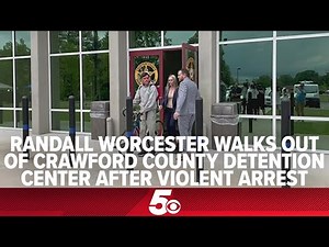 Randal Worcester walks out of Crawford County Detention Center after violent arrest