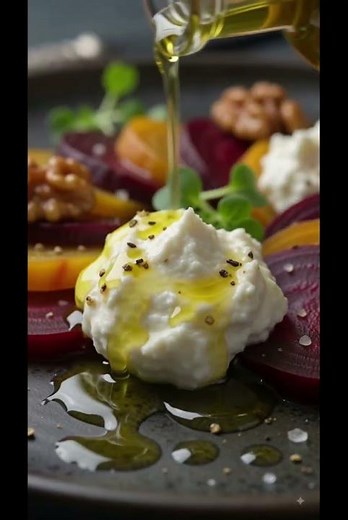 Elevate your salad game with this Roasted Golden Beet & Goat Cheese Salad! #salad #recipe #shorts