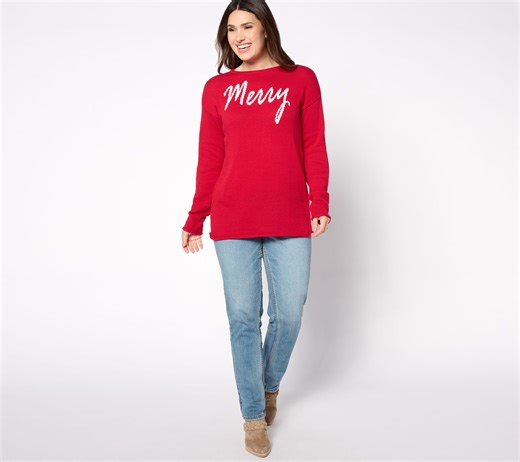 Jingle Belles by Kim Gravel Happy Holidays Sweater - QVC.com