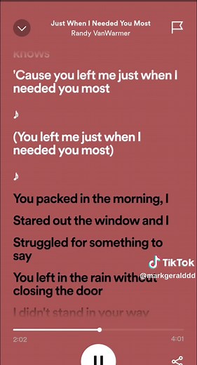 Just When I Needed You Most Lyrics and Music Video
