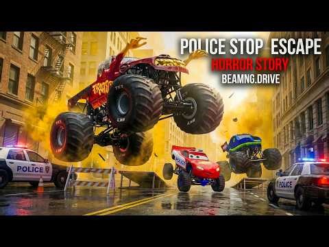 Monster Zombie vs Police Chase 🚓🧟‍♂️ | McQueen & Truck Cinematic Story | BeamNG.drive LIVE