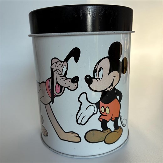 Vintage Walt Disney Storage Tin Canister With Disney Characters Minnie Mouse, Mickey Mouse, Donald Duck and Pluto - Etsy