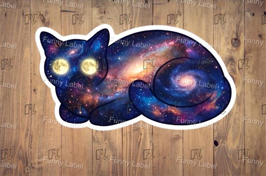 Glow in the Dark Galaxy Cat Sticker | Viral Space Cat | Celestial Animal Decal | Space Lover Gift | Witchy Laptop Sticker - Etsy