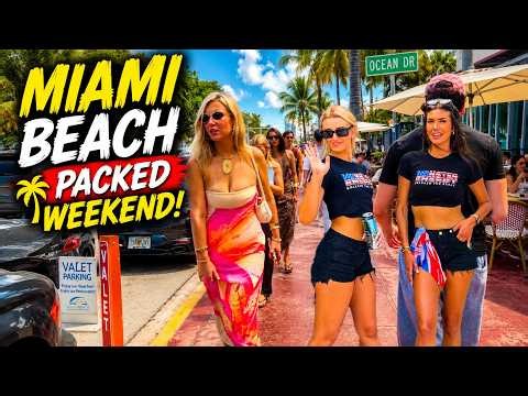 Miami Beach Was PACKED This Weekend 🌴 | 4K Walk