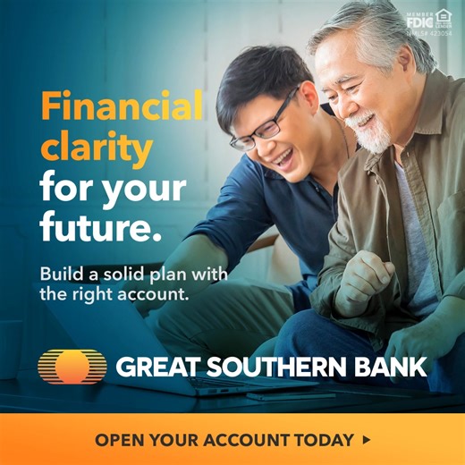 Discover banking that fits your life and take that next big step. Create a financial plan, boost your money smarts, or open an account to help you reach financial goals. | Great Southern Bank