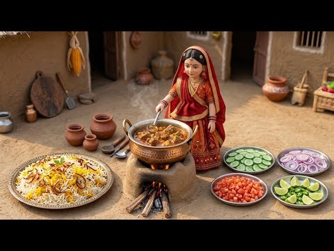 Miniature Doll Mutton Biryani Cooking ASMR | Indian Village Tiny Kitchen Cooking