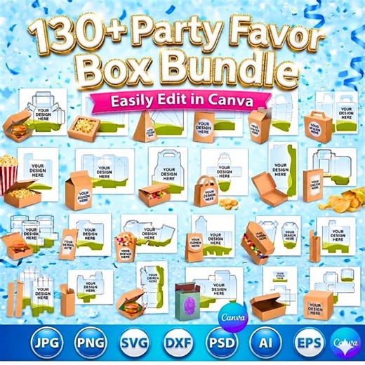 130+ Party Favor Box Template Bundle, Mega Box Template Bundle, Box Template Svg, Party Favor Box, Paper Box, DIY Box, Printable SVG, Cricut - Etsy UK