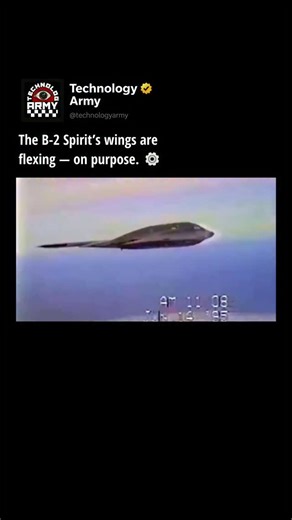 TechnologyARMY on Instagram: "This incredible footage shows the Northrop Grumman B-2 Spirit stealth bomber undergoing wing flutter testing back in 1995 — and it’s mesmerizing. 🛩️ Aircraft wings are designed to flex, but the B-2 took this to the next level. Built with nearly 80% composite materials, mostly carbon fiber, the Spirit became a milestone in aerospace engineering. These advanced materials replaced traditional metal alloys, making the jet lighter, stronger, and stealthier. From titaniu