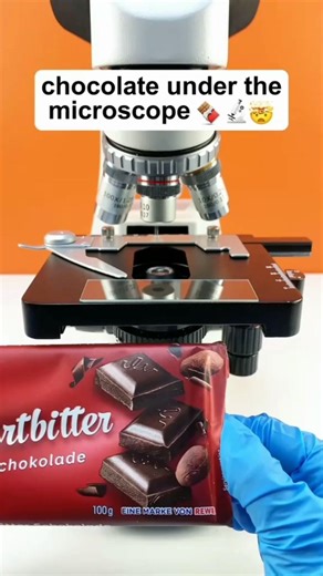 amazing view chocolate under the microscope 😯🔬 #shorts #facts #microscope #chocolate #million #fun