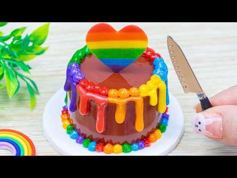 Beautiful Miniature Colorful Cake 🌈 Tiny Rainbow KITKAT Chocolate Cake Decorating Ideas