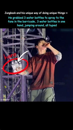 Jungkook was holding the water bottles with one hand 😵 #shorts #bts #jungkook #btsarmy