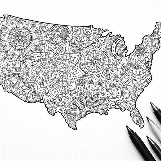 Map Mandala Coloring Book | 32 Country Pages (PDF Pattern) - Etsy