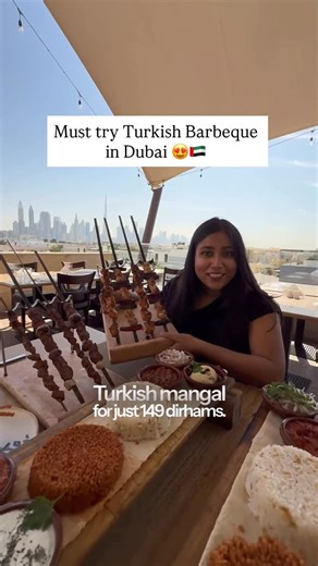 Bosco & Sharon | Dubai Blog 🇦🇪 on Instagram: "This Turkish barbecue was a feast 😍😍 You neeeed to try the Turkish Mangal (barbecue) set at @turkishvillage and here's everything it includes👇🏻 Barbecue set with 4 skewers - You can choose from chicken, meat or a mix of both! The set also comes with two types of rice, hummus, baba ganoush, yoghurt with cucumber and spicy tomato. Two types of soup + bread basket and unlimited tea 😍 We've always been a fan of the kebabs at Turkish village. This 