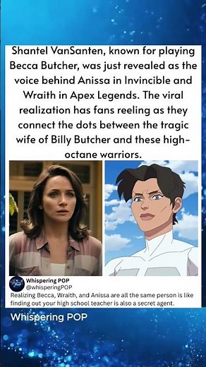 Shantel VanSanten, known for playing Becca Butcher, was just revealed as the voice behind Anissa